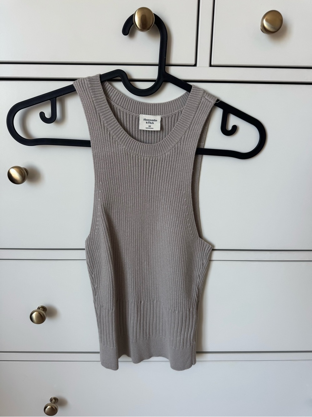 Abercrombie & Fitch Ribbed Scoop Tank - Taupe Gray